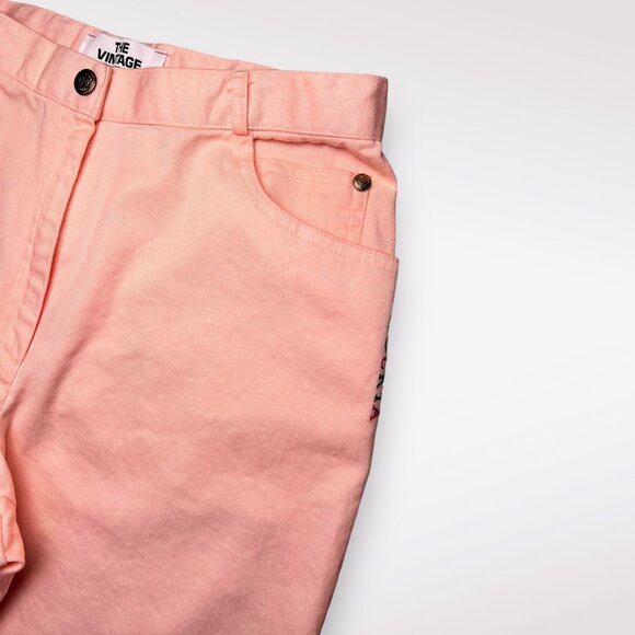 Vintage Hardy Amies Peach High Rise Embroidered Jeans Straight Leg Small - Picture 4 of 11